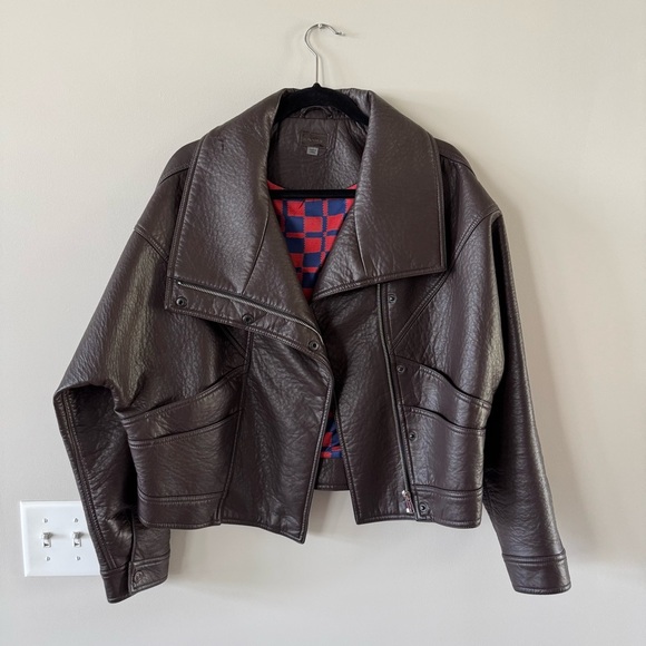 NWOT! MOTHER - The Count Chocula Faux Leather Jacket - Brown - Picture 13 of 16